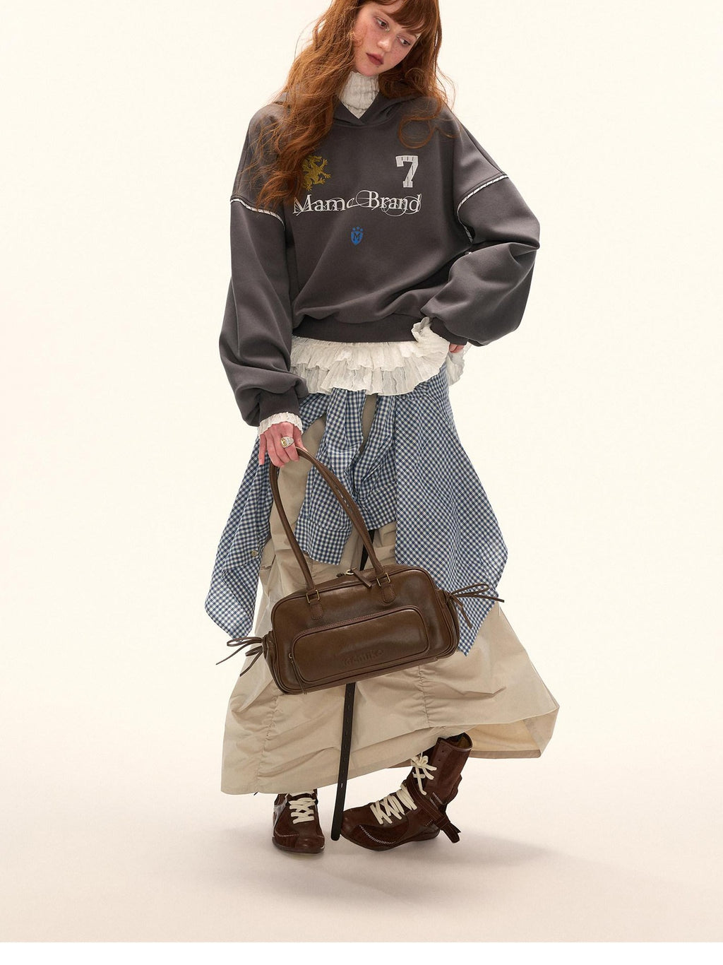 mamc American Patchwork Lettered Shirt Jersey Women's Cotton Blend Hoodies