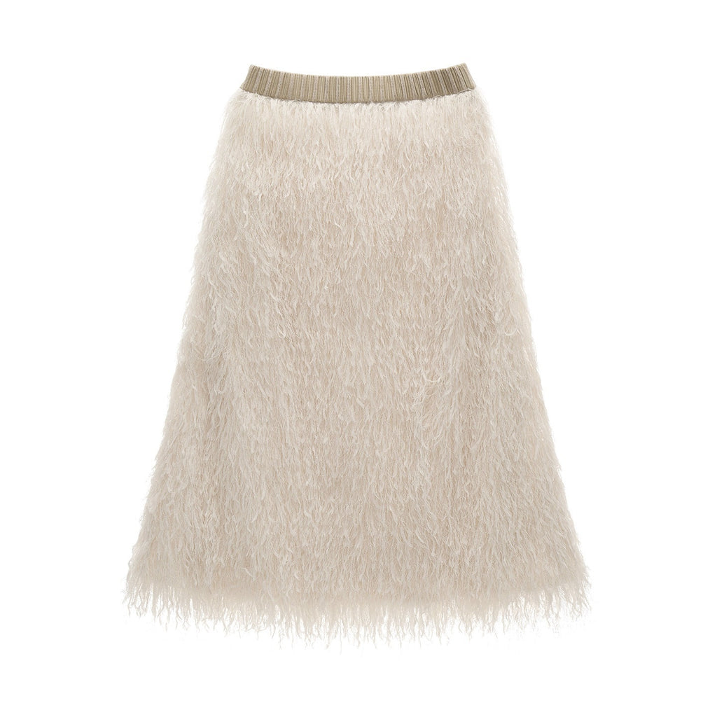 mamc_Beige_Dimensional_Feather_Fringe_Women's_Polyester_Blend_Midi_Skirts_999625143651_MISSTT