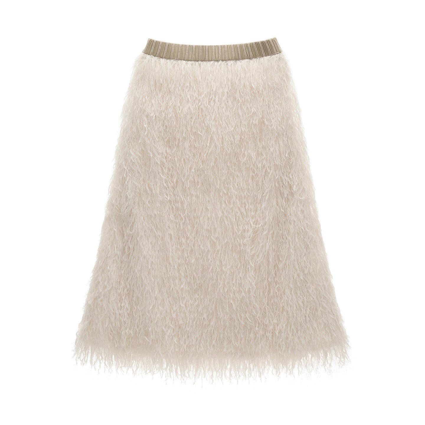 mamc_Beige_Dimensional_Feather_Fringe_Women's_Polyester_Blend_Midi_Skirts_999625143651_MISSTT