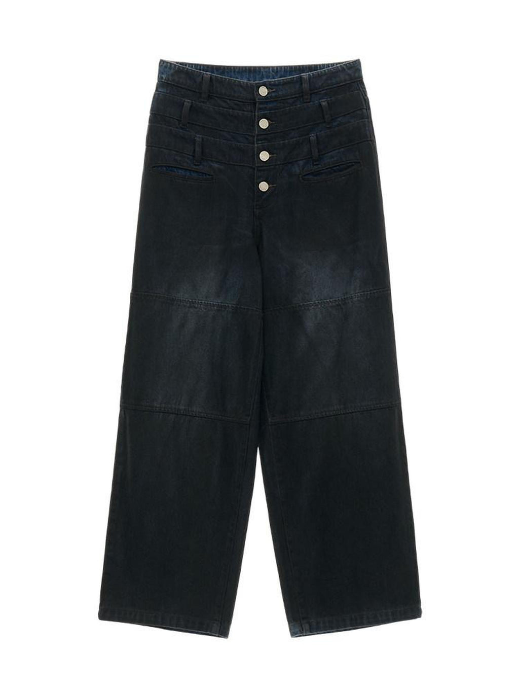 mamc Black American Vintage Triple Waist Slimming Women's Cotton Blend Wide-leg Jeans