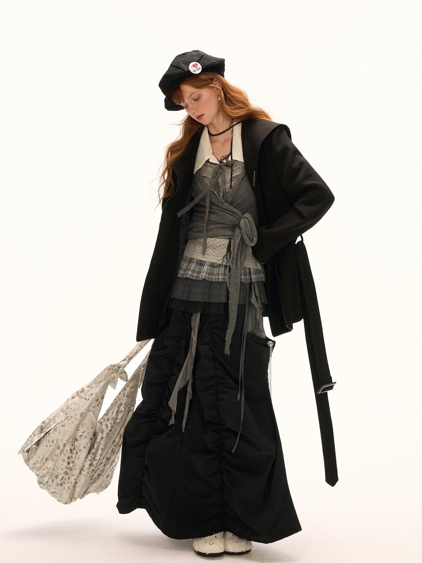 mamc Black Double Breasted Lapel Tailored Women's Polyester Blend Short Coats