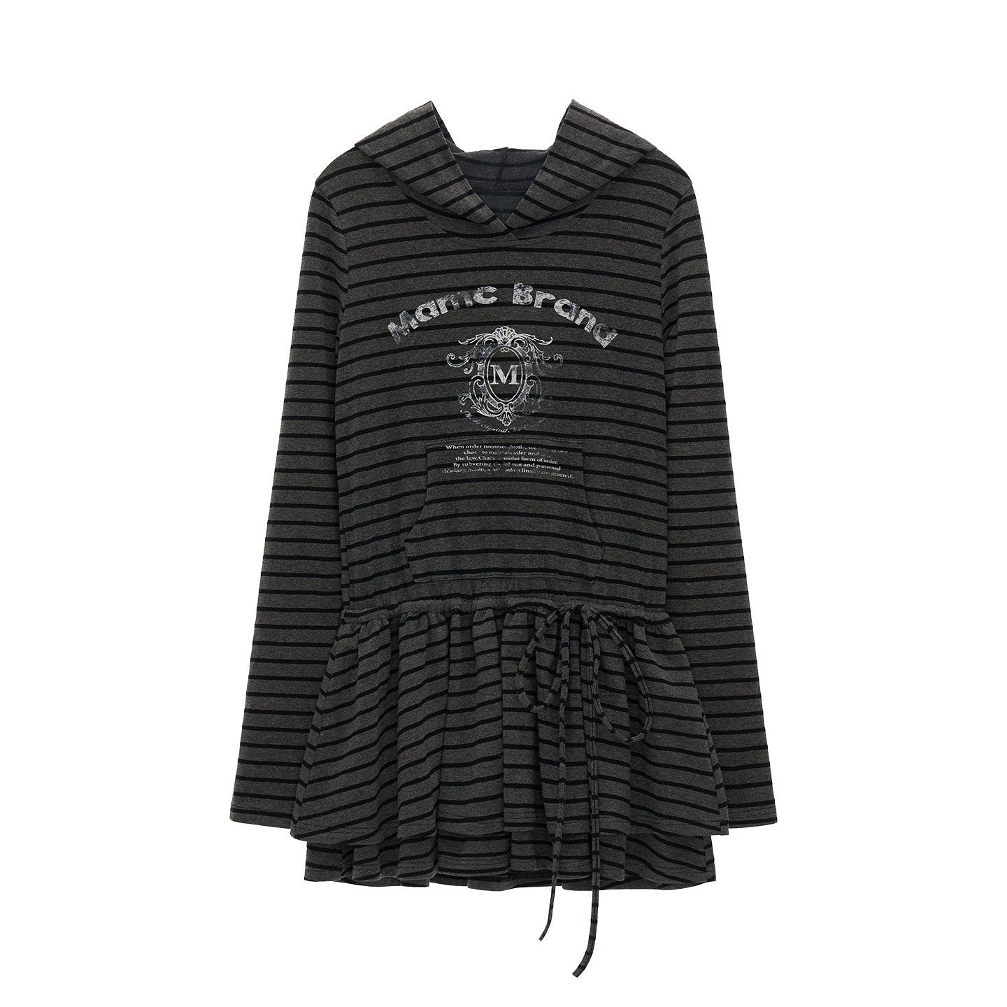 mamc_Black_Striped_Hooded_Drawstring_Tie_Waist_Women's_Cotton_Casual_Mini_Dresses_973372502575_MISSTT