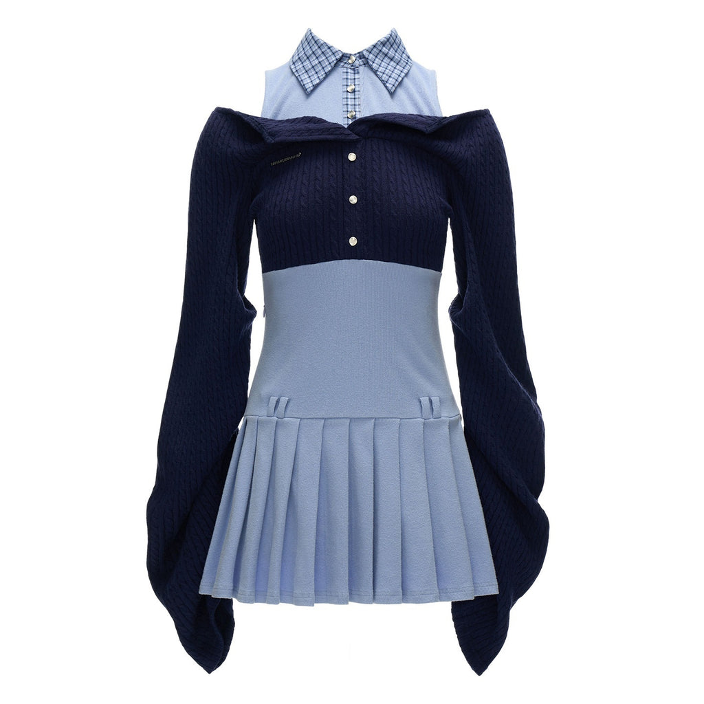 mamc_Blue_College_Spliced_Layered_Shirt_Collar_Women's_Rayon_Corset_Midi_Dresses_1028945600502_MISSTT