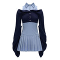mamc_Blue_College_Spliced_Layered_Shirt_Collar_Women's_Rayon_Corset_Midi_Dresses_1028945600502_MISSTT