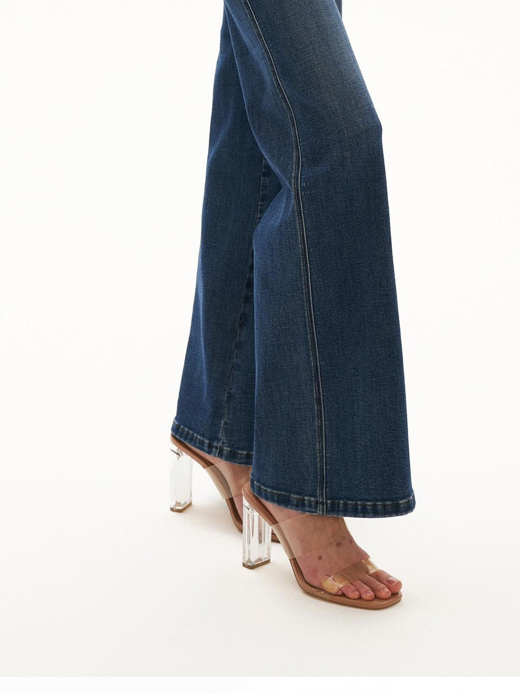 mamc Blue Distressed Pocket Soft Stretch Cotton Women's Flare Jeans