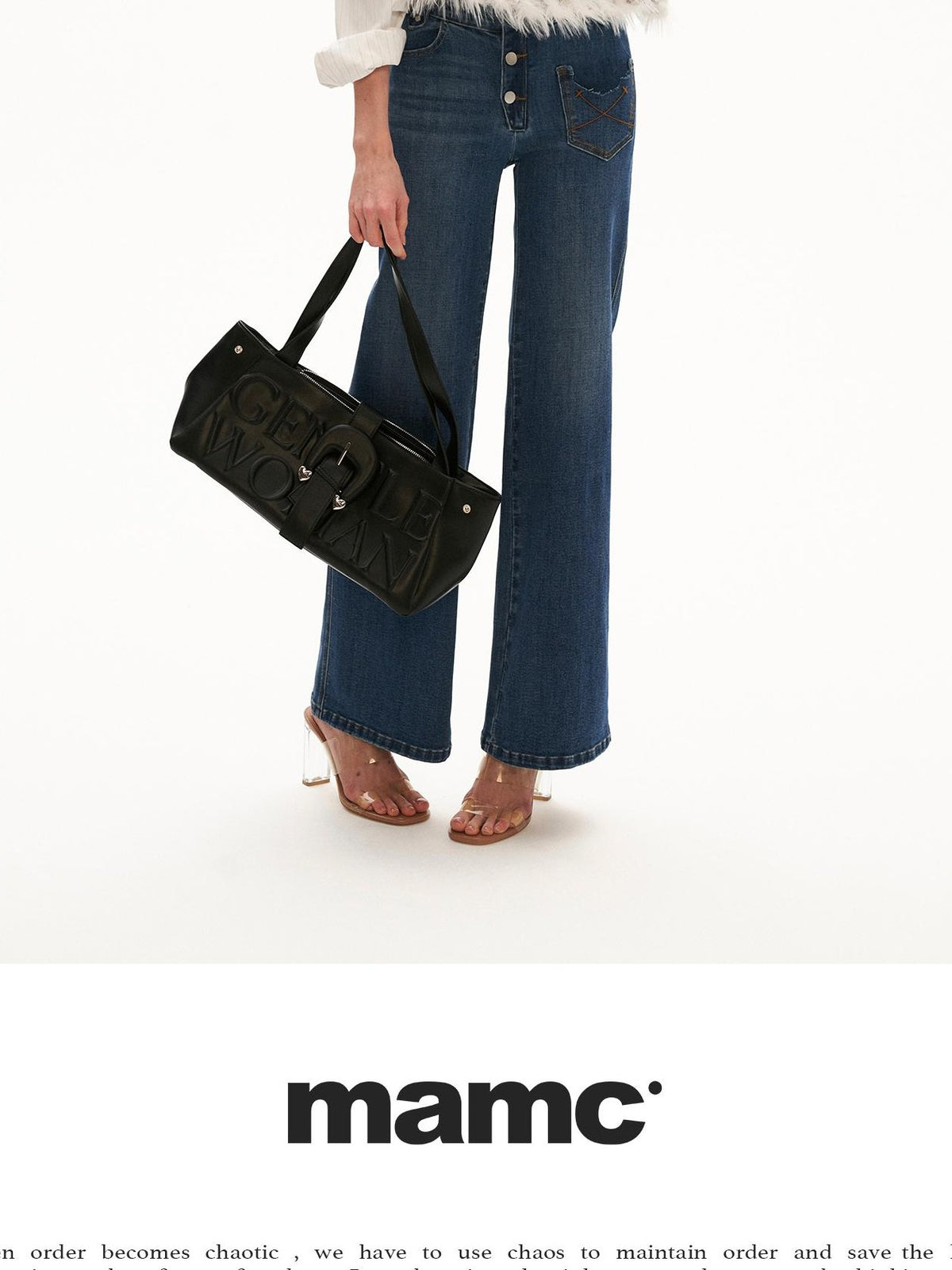 mamc Blue Distressed Pocket Soft Stretch Cotton Women's Flare Jeans