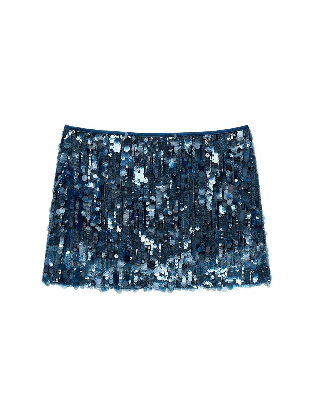 mamc Blue Vintage Layered Icy Sheer Sequined A Line Women's Polyester Mini Skirts