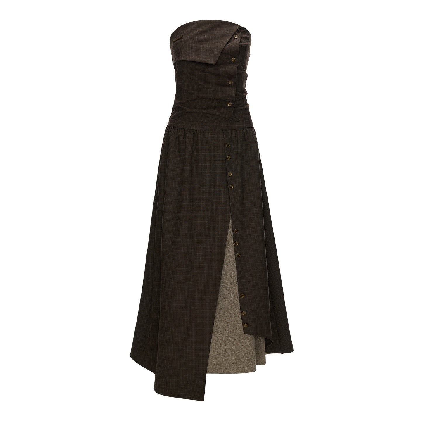 mamc_Brown_Retro_Colorblock_Women's_Polyester_Nylon_Blend_Strapless_Maxi_Dresses_983437009279_MISSTT