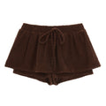 mamc_Brown_Tie_Waist_Mid_Rise_Nubby_Velvet_Women's_Polyester_Nylon_Blend_Skorts_843453478811_MISSTT