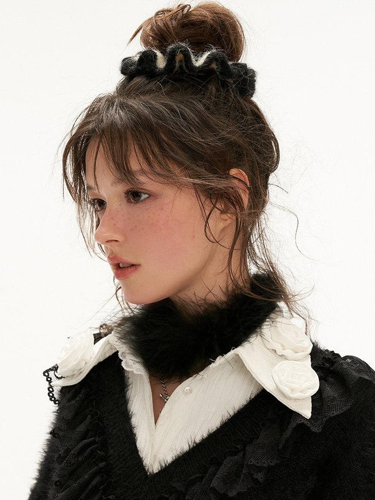 mamc Colorblock Woven Scrunchie Women's Knit Fabric Elastic Hair Accessories