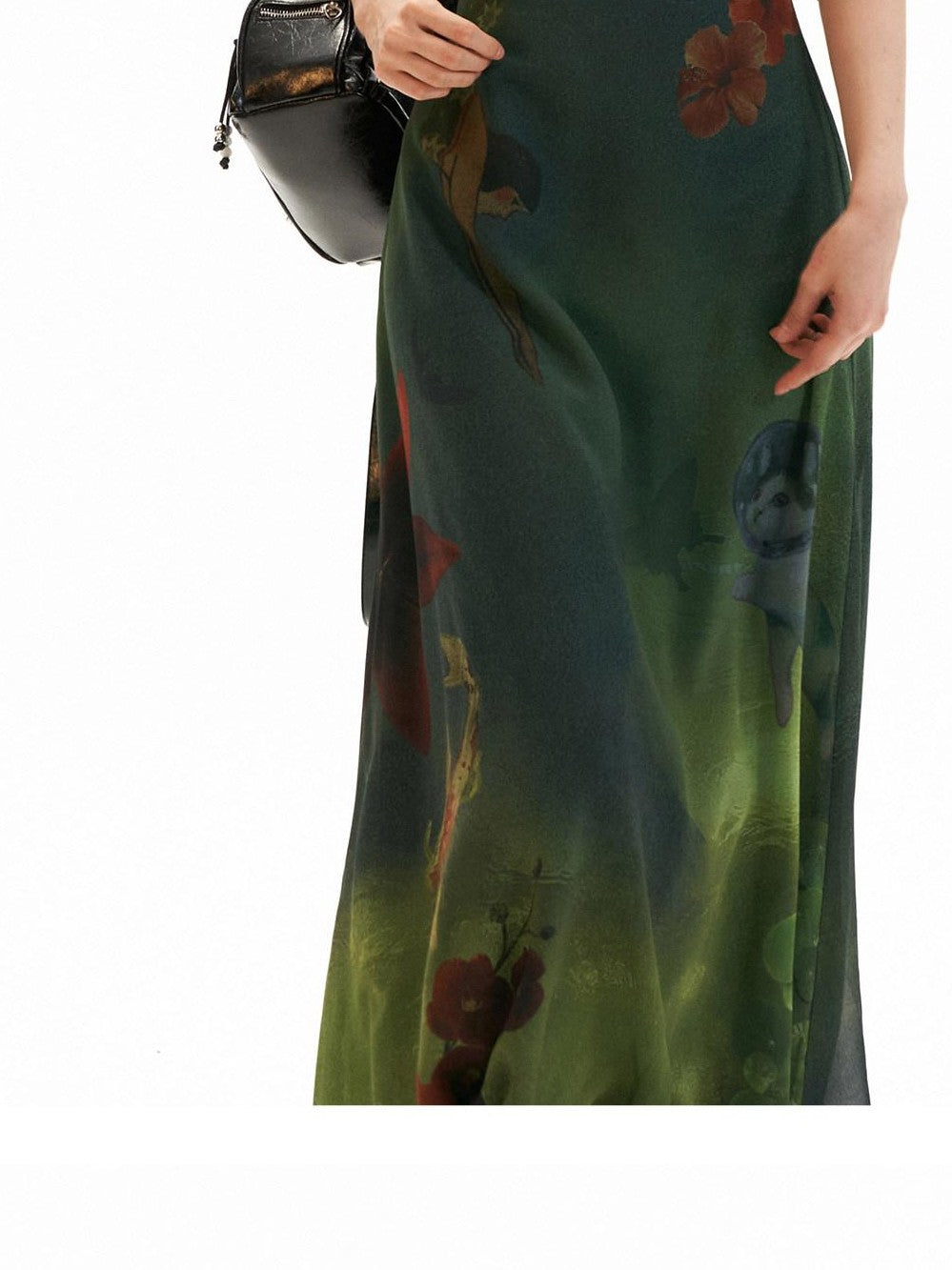 mamc Dreamy Underwater Vintage Floral Strappy Women's Polyester Slip Maxi Dresses
