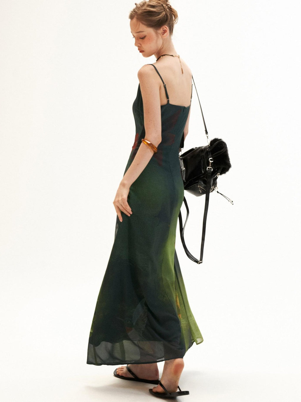 mamc Dreamy Underwater Vintage Floral Strappy Women's Polyester Slip Maxi Dresses