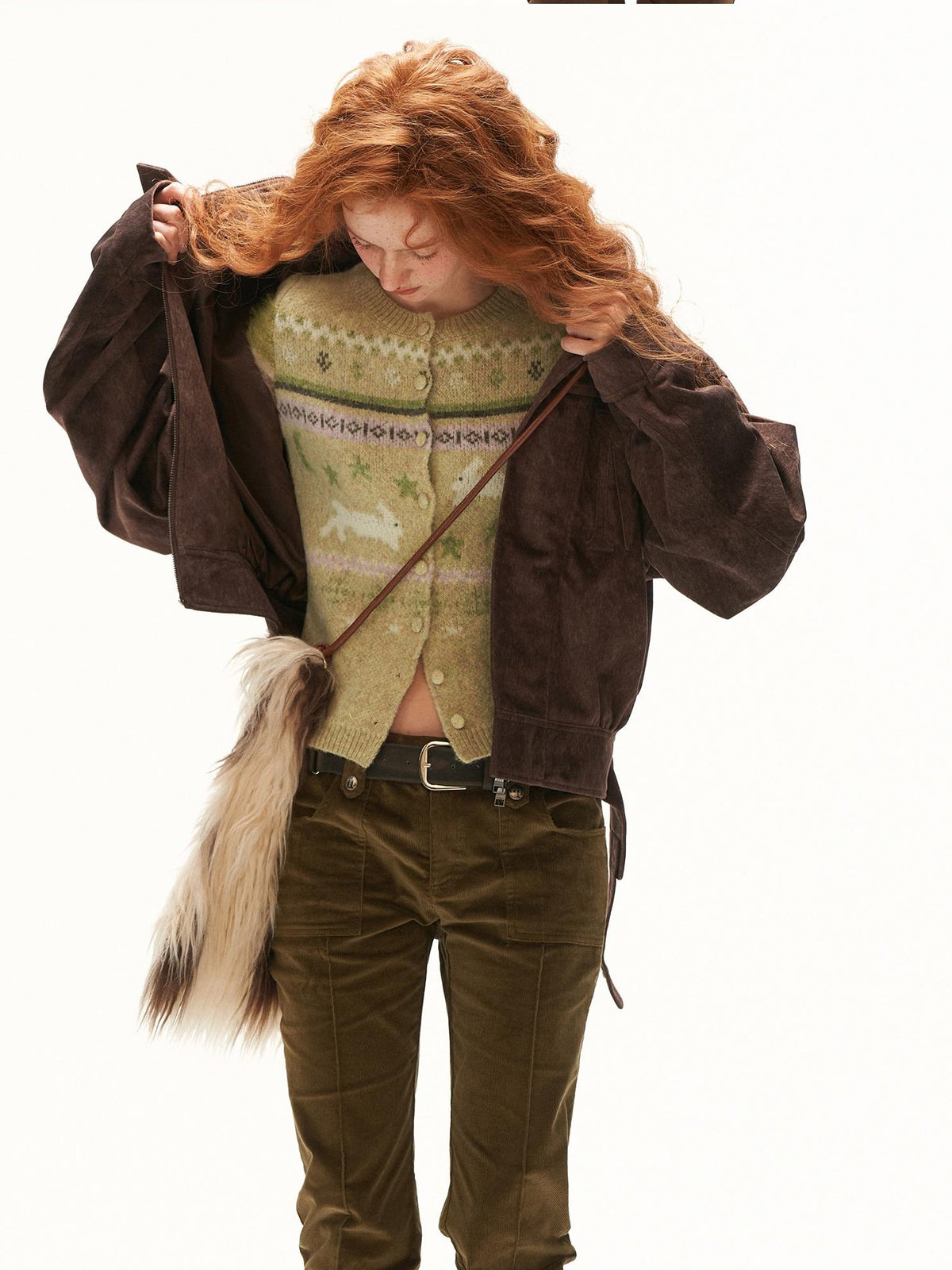 mamc Faux Fur Texture Structured Lapel Zip Women's Polyester Cropped Jackets
