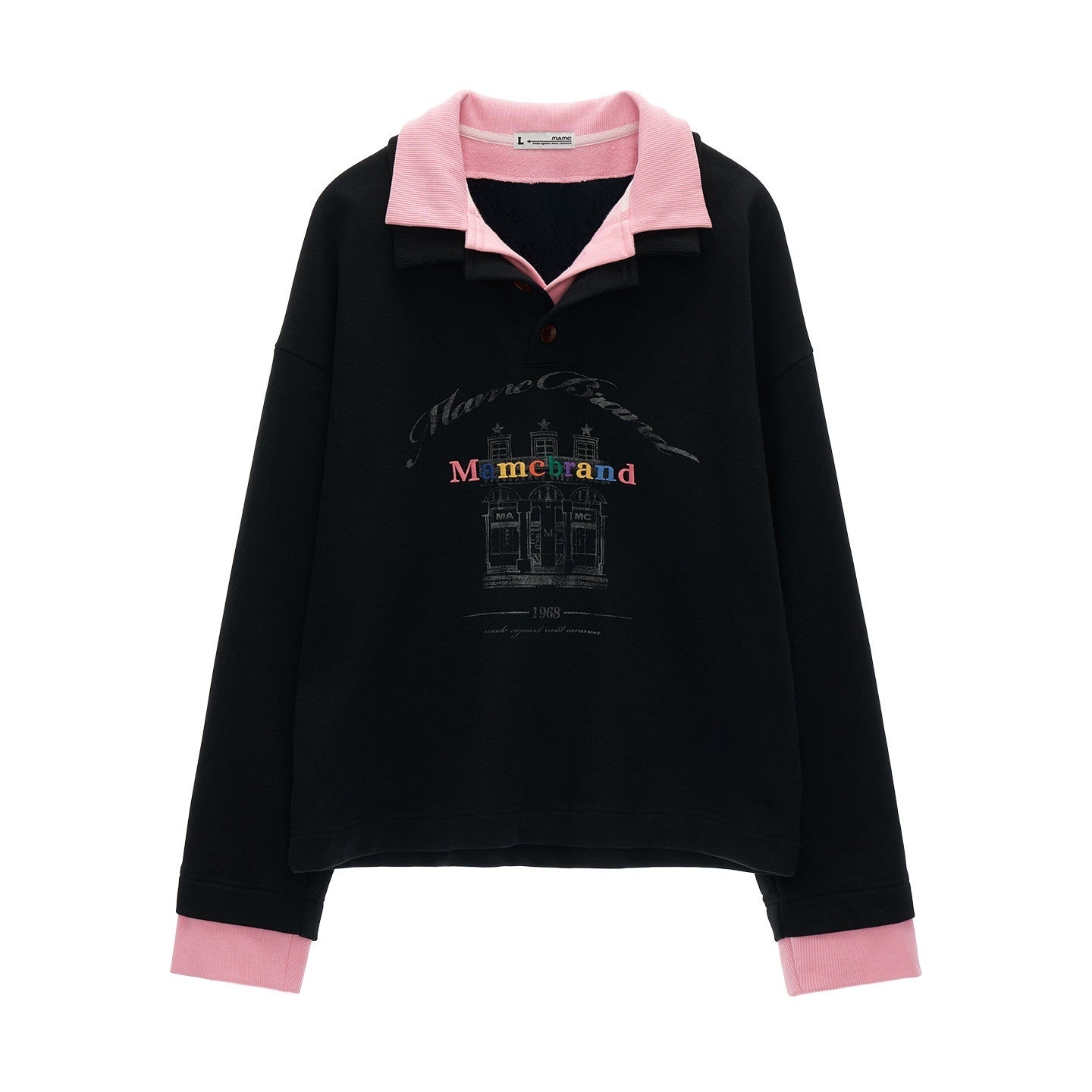 mamc_Faux_Two_Piece_Button_Polo_Women's_Cotton_Blend_Quarter-zip_Sweatshirts_986129570632_MISSTT
