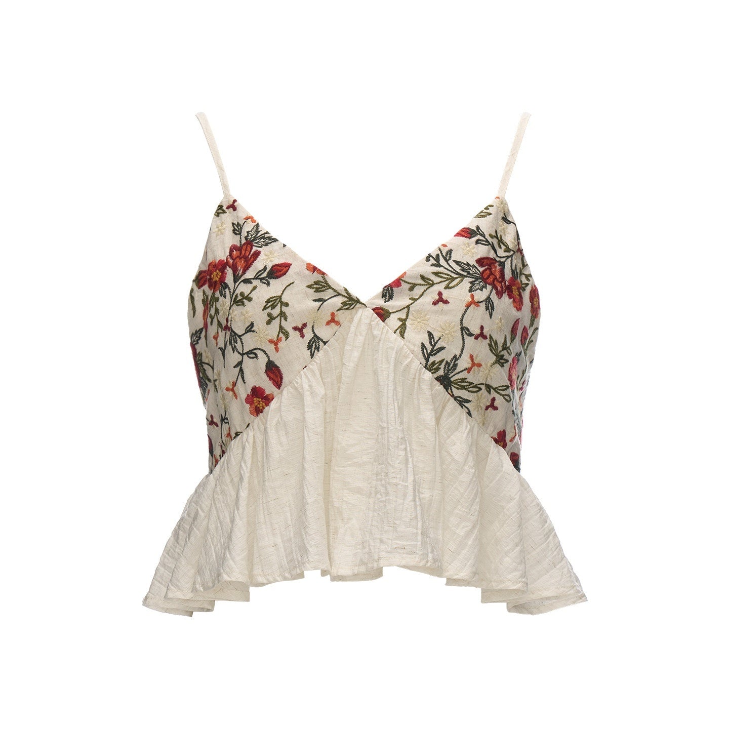mamc_Floral_Embroidered_Ruffle_V-neck_Loose_Women's_Polyester_Blend_Tank_Tops_1039569563619_MISSTT