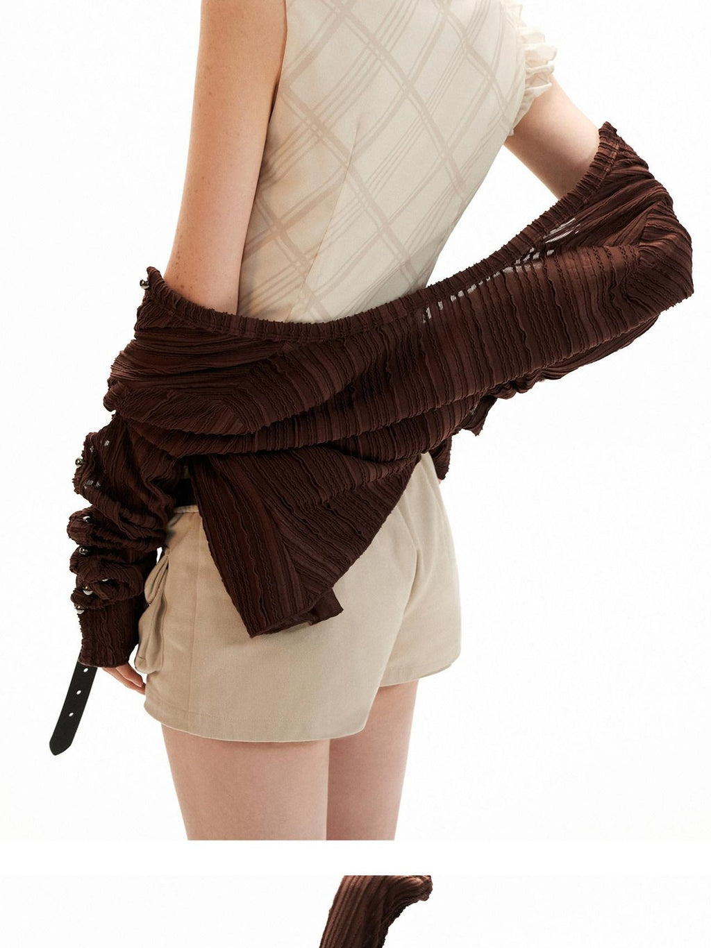 mamc French Irregular Neck Double Layer Gauze Loose Shell Women's Polyester Tank Tops