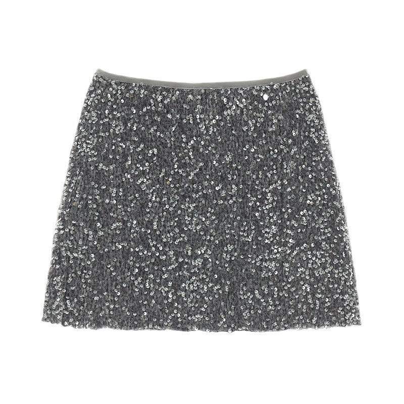 mamc_Gray_Sequin_Mid_Waist_Women's_Polyester_Blend_Fabric_Mini_Skirts_828882457921_MISSTT