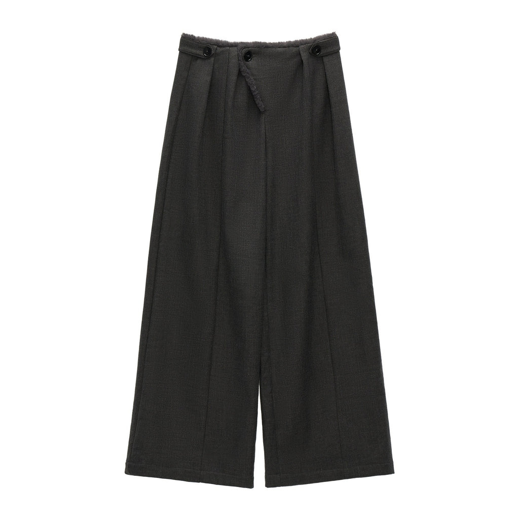 mamc_Grey_Fuzzy_Relaxed_Straight_Women's_Polyester_Wide-leg_Pants_999806846377_MISSTT