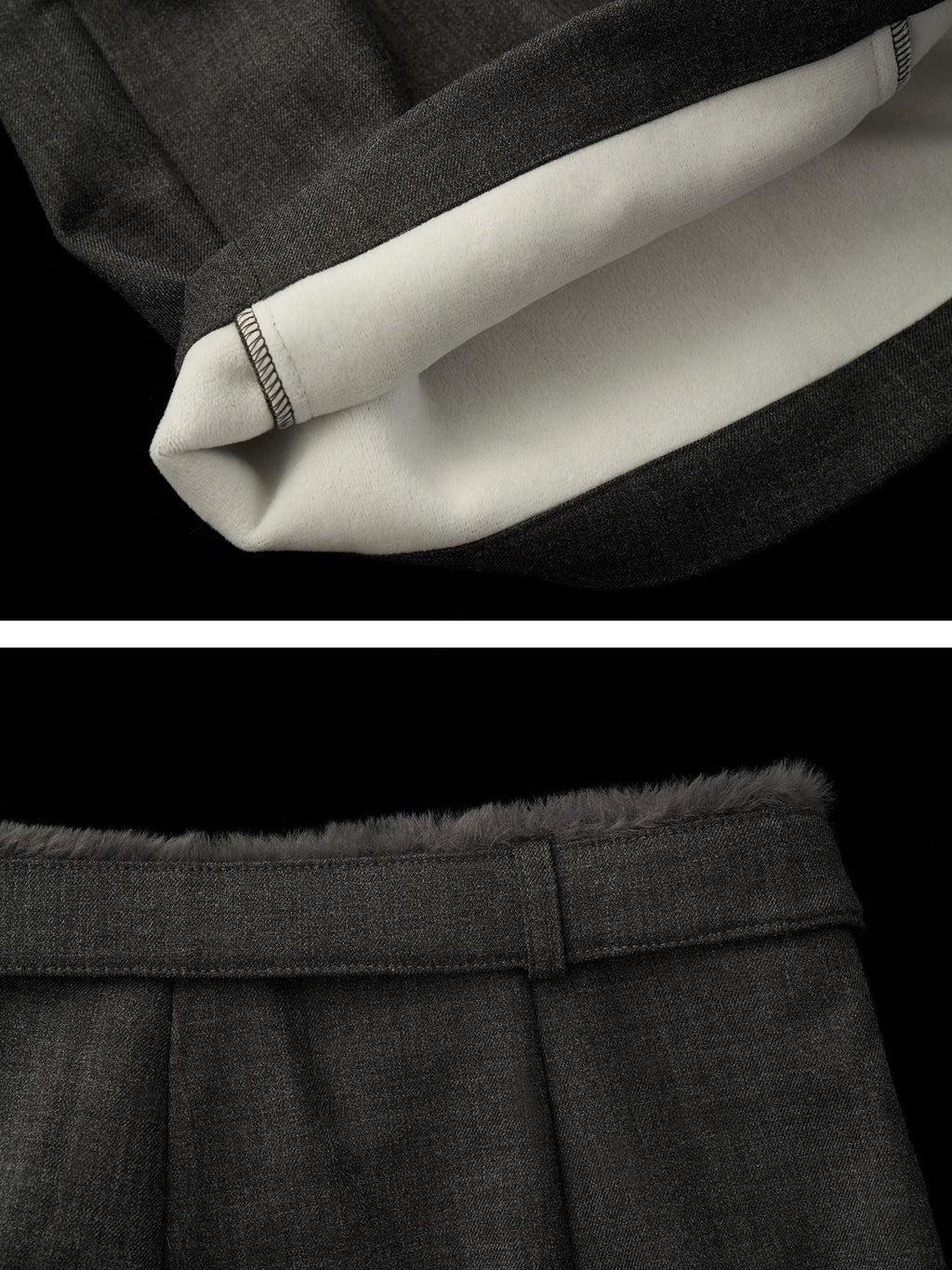 mamc Grey Fuzzy Relaxed Straight Women's Polyester Wide-leg Pants