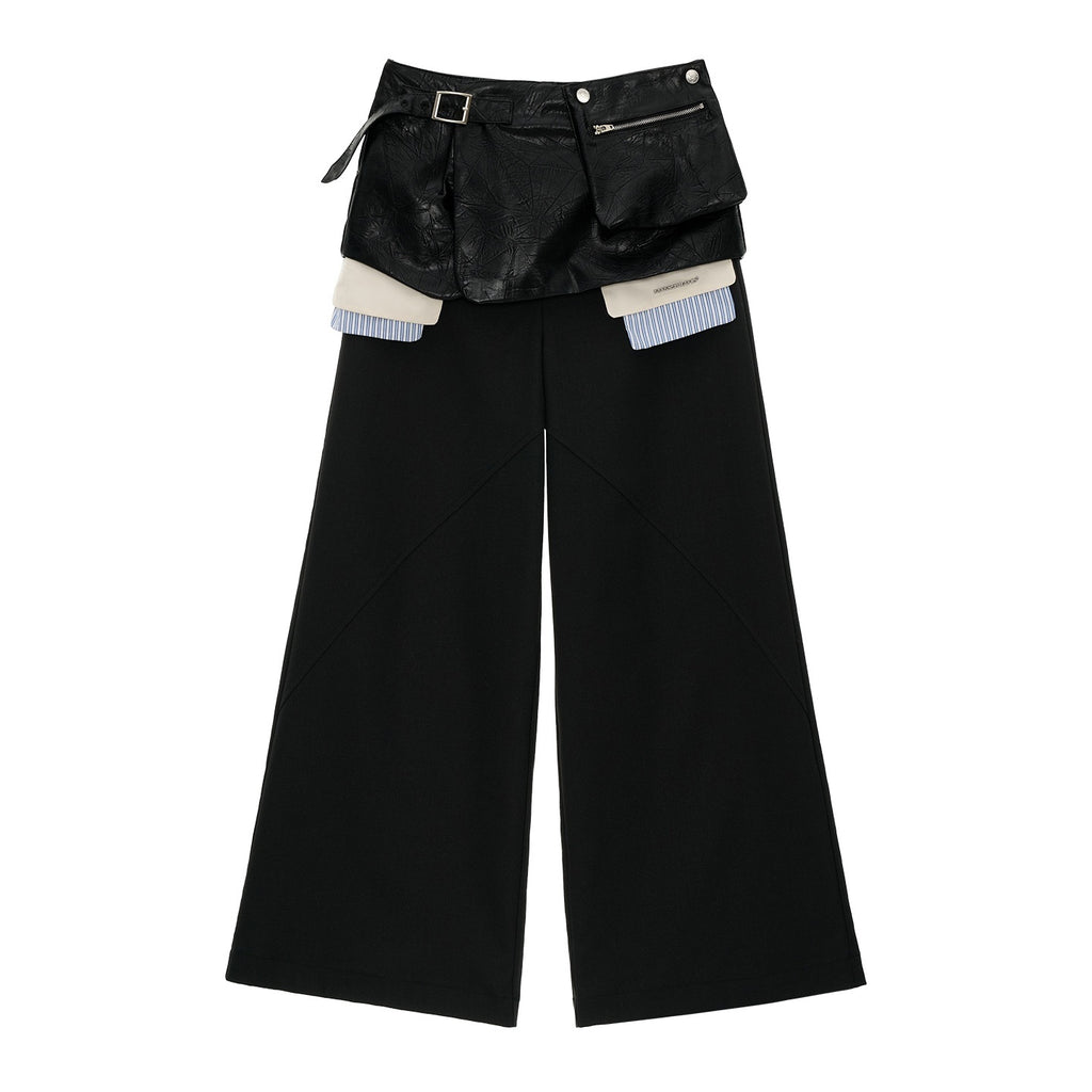 mamc_Matte_Faux_Leather_Trim_Structured_Women's_Polyester_Wide-leg_Pants_1077492385744_MISSTT