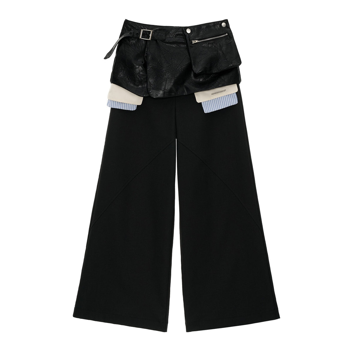 mamc_Matte_Faux_Leather_Trim_Structured_Women's_Polyester_Wide-leg_Pants_1077492385744_MISSTT
