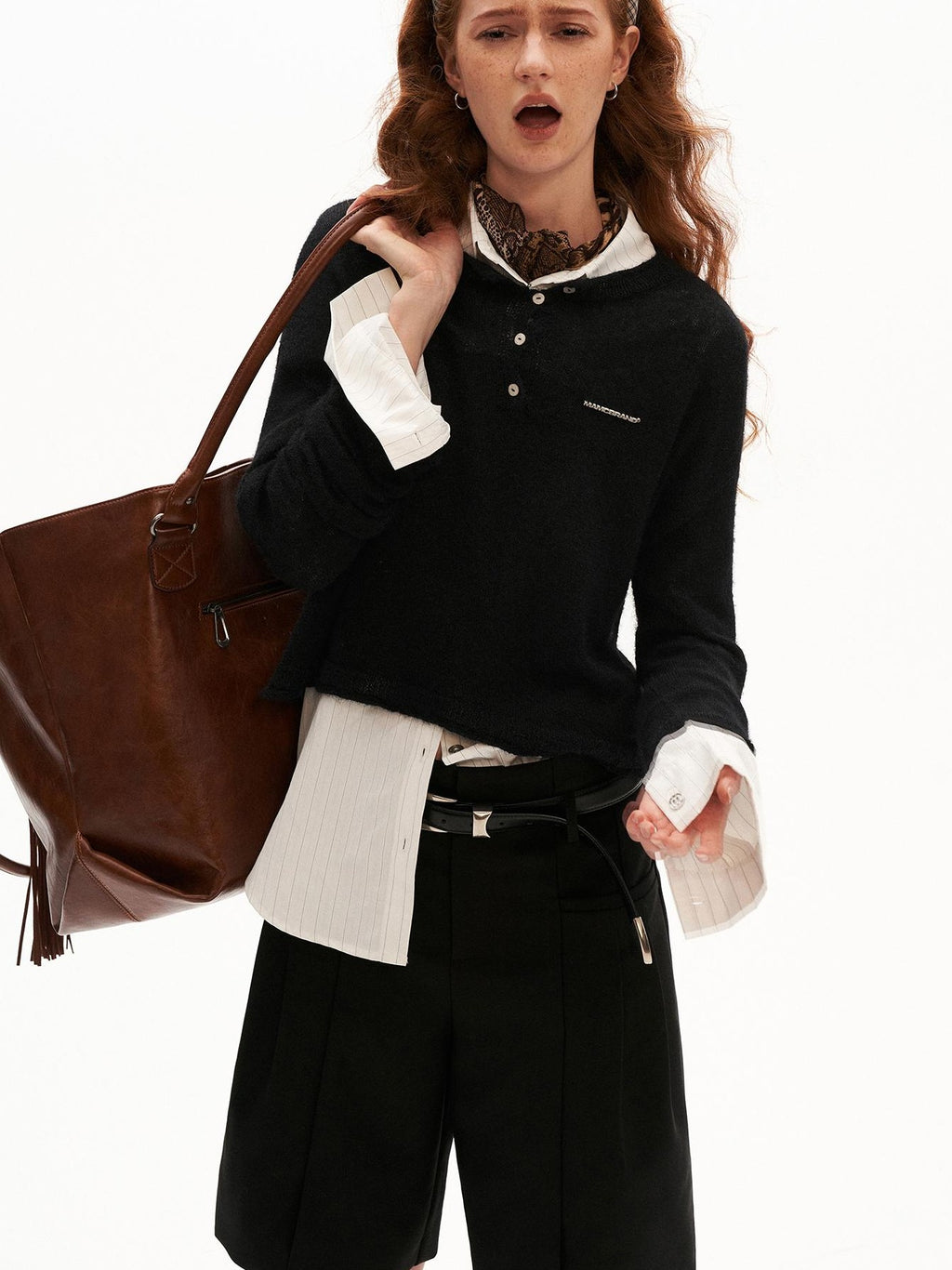mamc Open Back Cropped Wool Blend Women's Sweaters