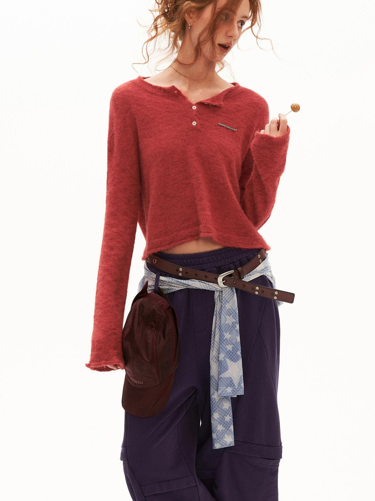 mamc Open Back Cropped Wool Blend Women's Sweaters