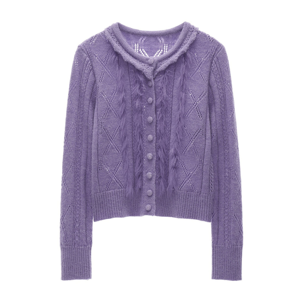 mamc_Openwork_Ruffle_Collar_Button_Front_Long_Sleeve_Women's_Acrylic_Knit_Cardigans_982169907777_MISSTT