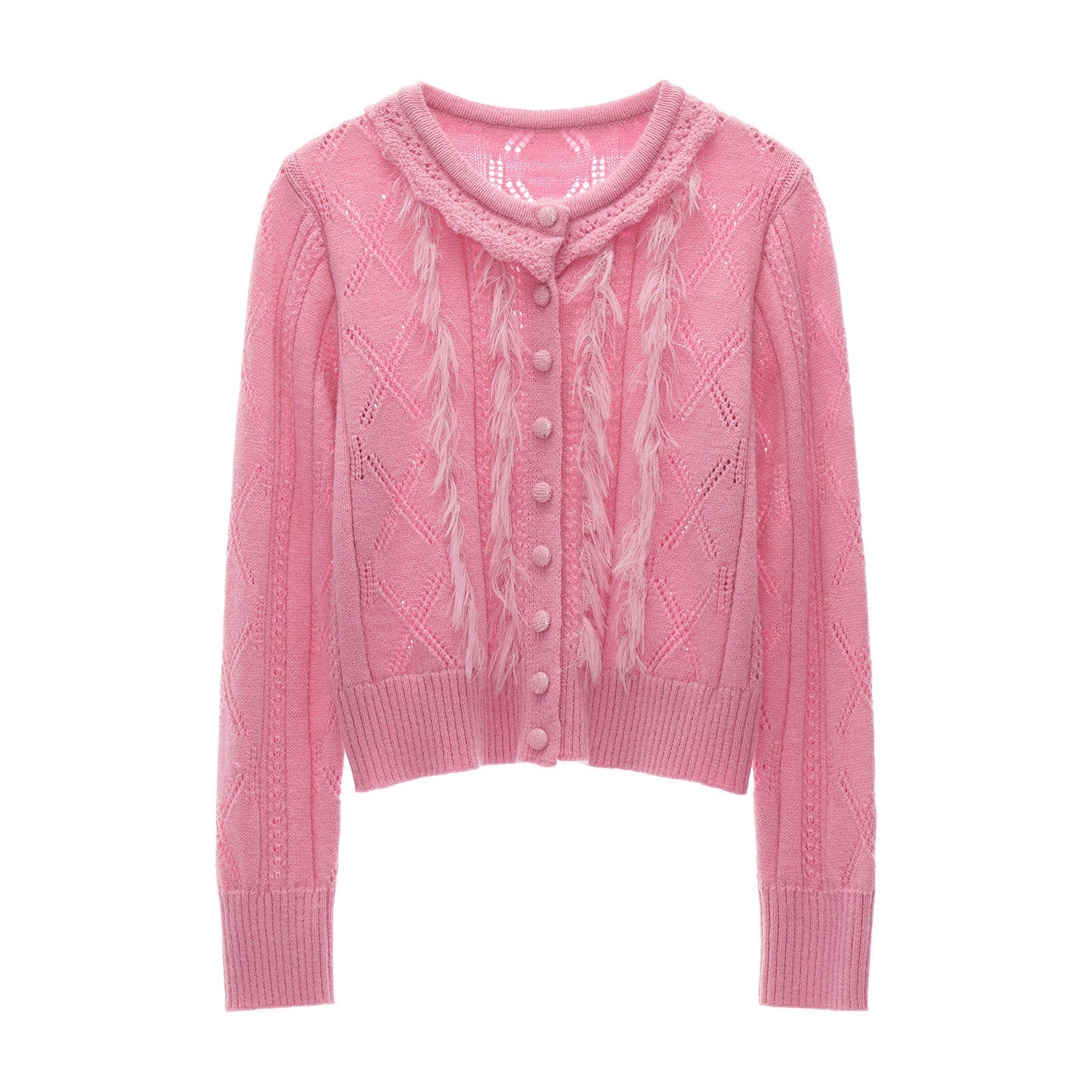 mamc_Openwork_Ruffle_Collar_Button_Front_Long_Sleeve_Women's_Acrylic_Knit_Cardigans_982169907777_MISSTT