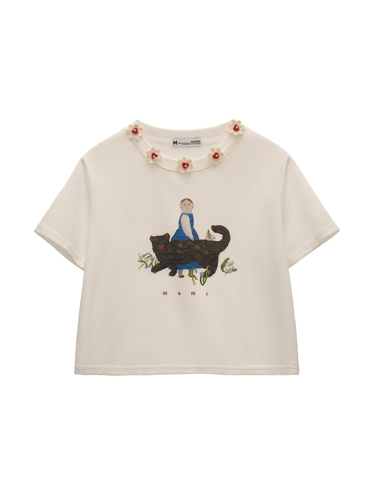 mamc Panther Oil Painting Print Slim Fit Women's Cotton Crop Tops
