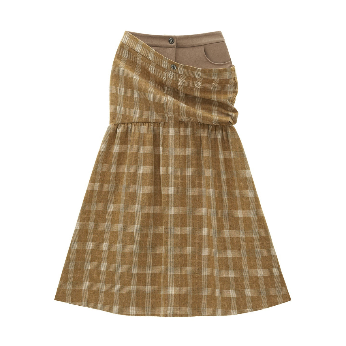 mamc_Plaid_Faux_Layered_Button_Detail_Women's_Polyester_Maxi_Skirts_1079707799978_MISSTT
