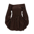 mamc_Plaid_One_Shoulder_Bow_Long_Sleeve_Women's_Polyester_Blend_Tube_Mini_Dresses_967569020855_MISSTT