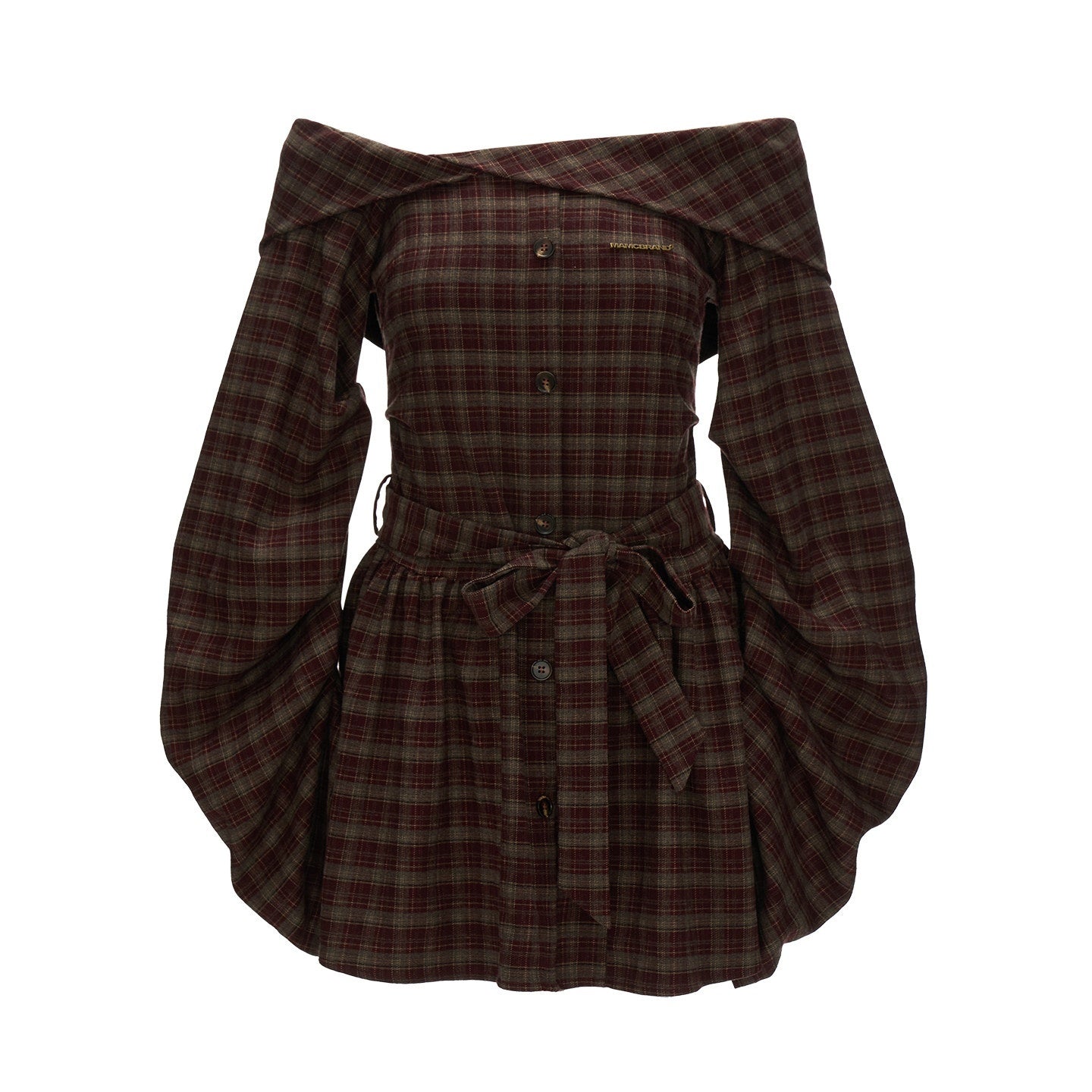mamc_Plaid_One_Shoulder_Bow_Long_Sleeve_Women's_Polyester_Blend_Tube_Mini_Dresses_967569020855_MISSTT