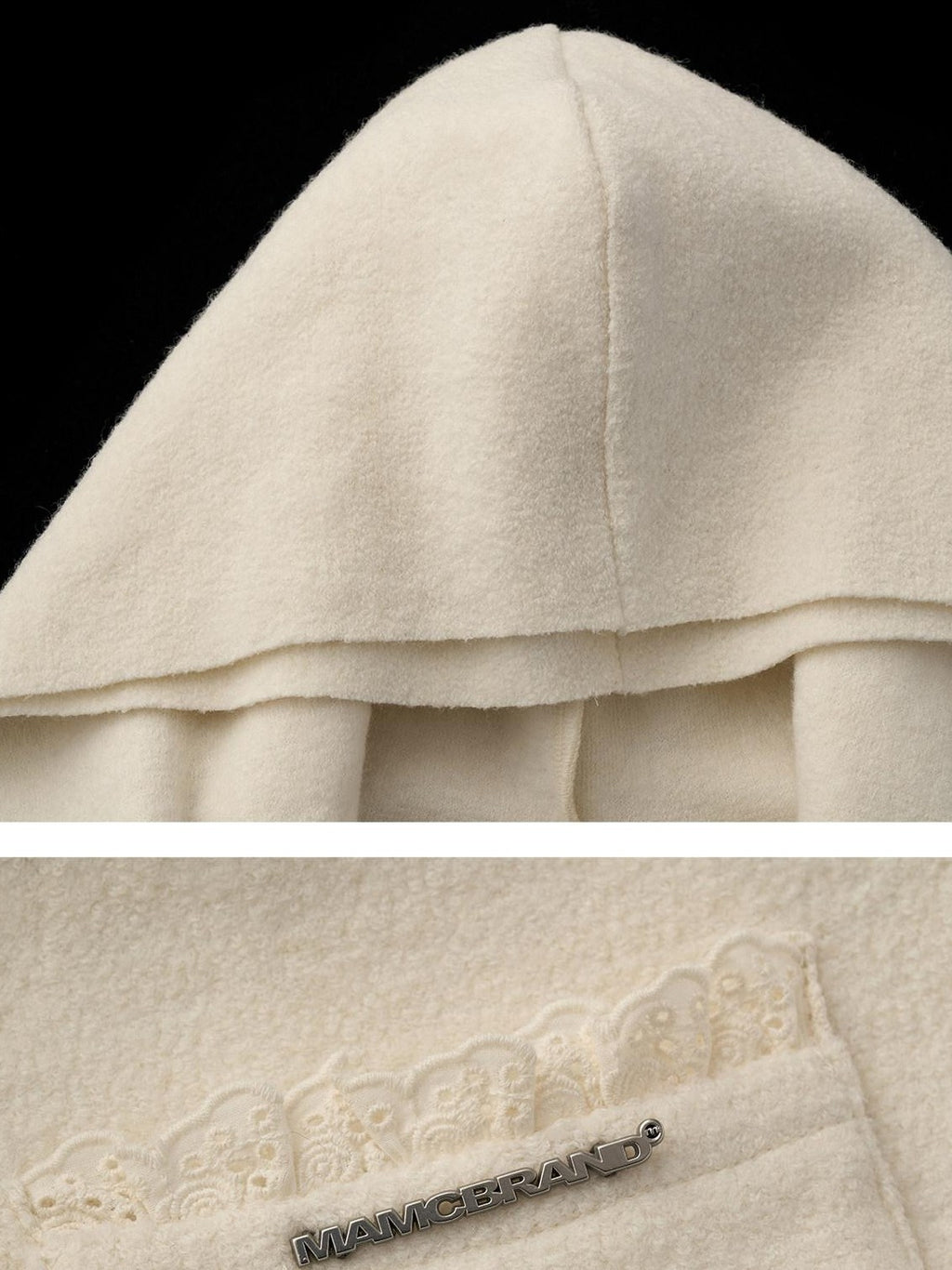 mamc Plush Double Layer Oversized Lapel Tie Women's Wool Blend Short Coats