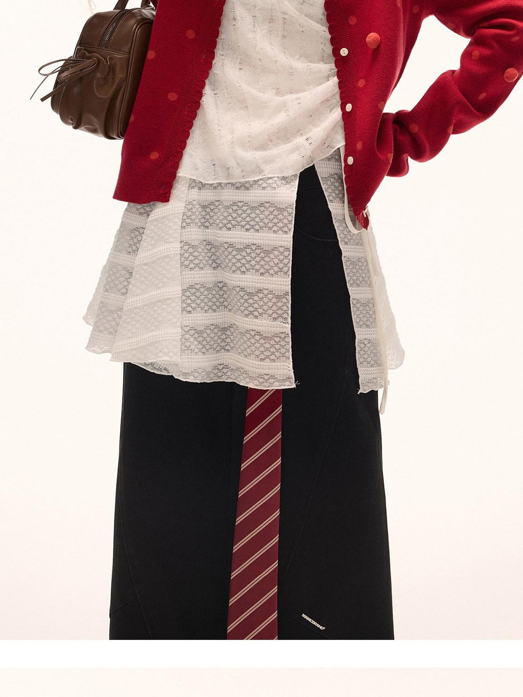 mamc Polka Dot Asymmetrical Cinched Waist Slim Fit Women's Viscose Blend Cardigans