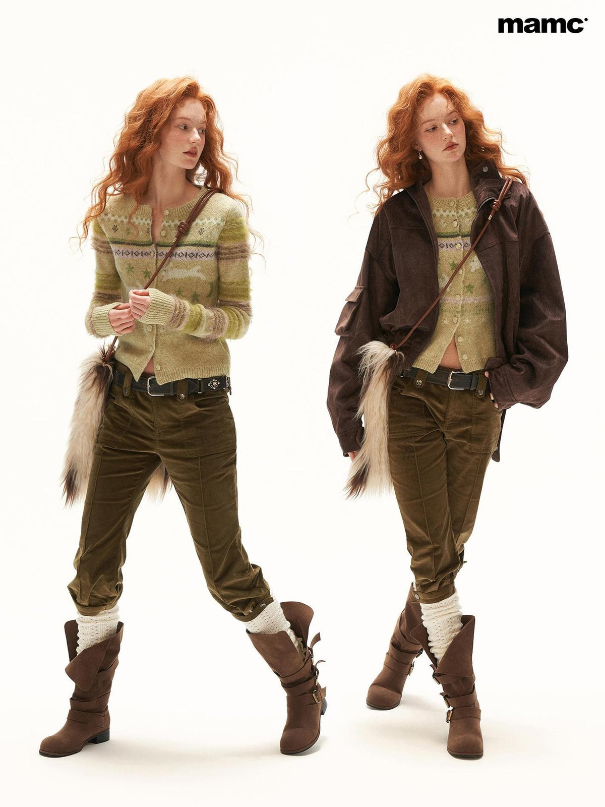 mamc Rabbit Fair Isle Animal Pattern Women's Acrylic Cardigans