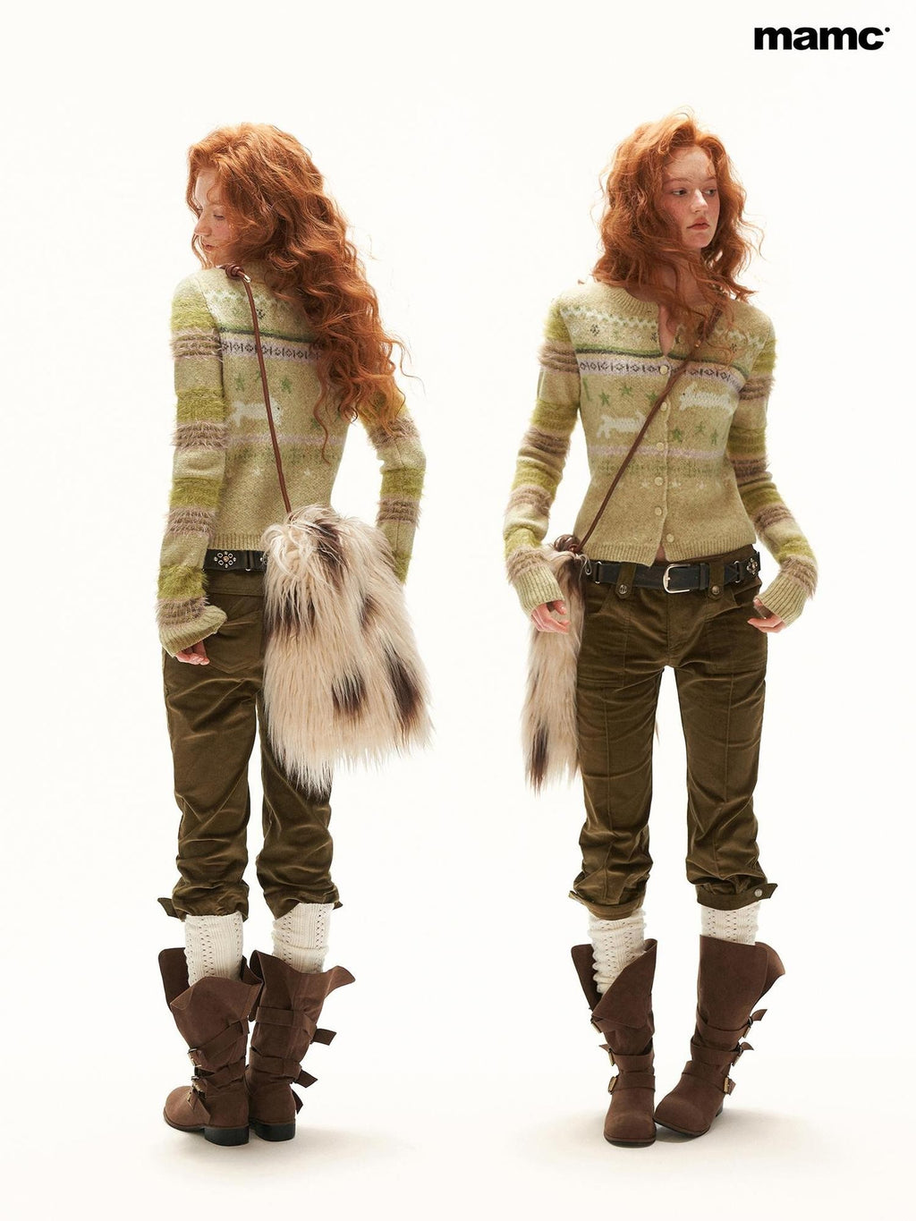 mamc Rabbit Fair Isle Animal Pattern Women's Acrylic Cardigans
