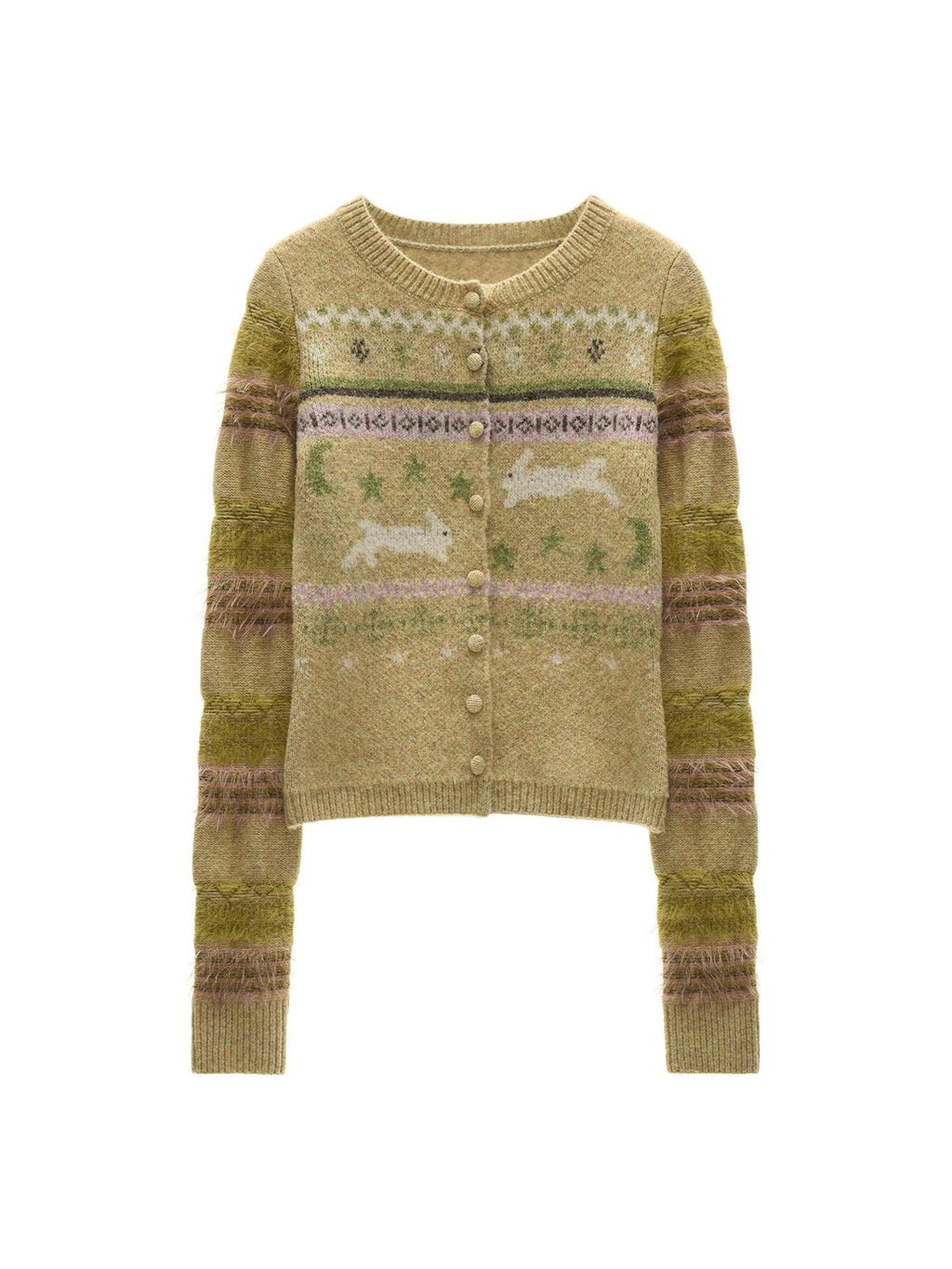 mamc Rabbit Fair Isle Animal Pattern Women's Acrylic Cardigans