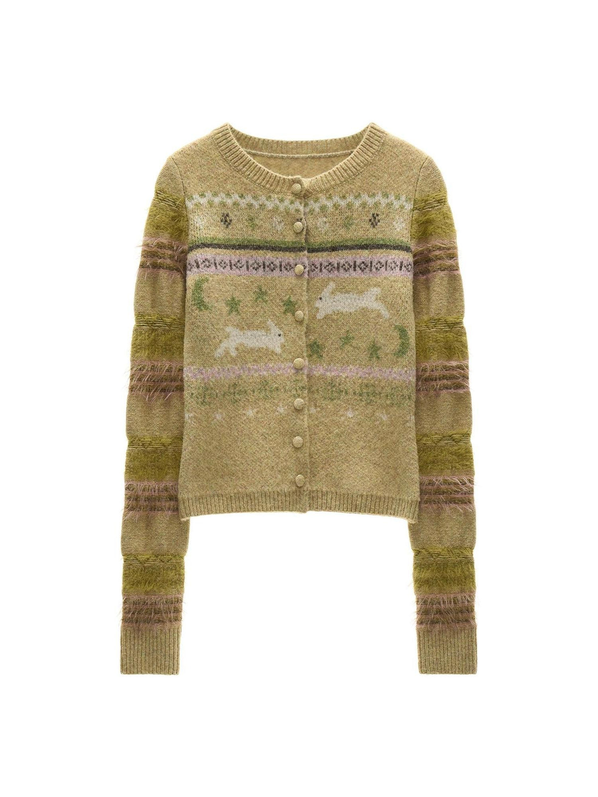 mamc Rabbit Fair Isle Animal Pattern Women's Acrylic Cardigans