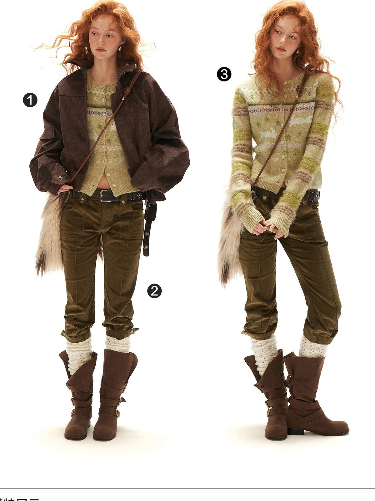 mamc Rabbit Fair Isle Animal Pattern Women's Acrylic Cardigans