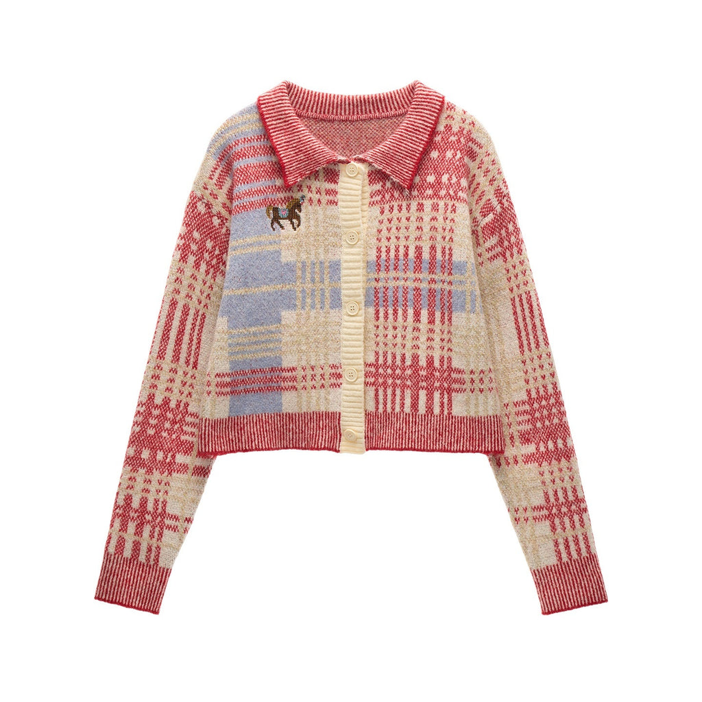 mamc_Red_Plaid_Collared_Long_Sleeve_Buttoned_Women's_Viscose_Blend_Cardigans_989601611311_MISSTT
