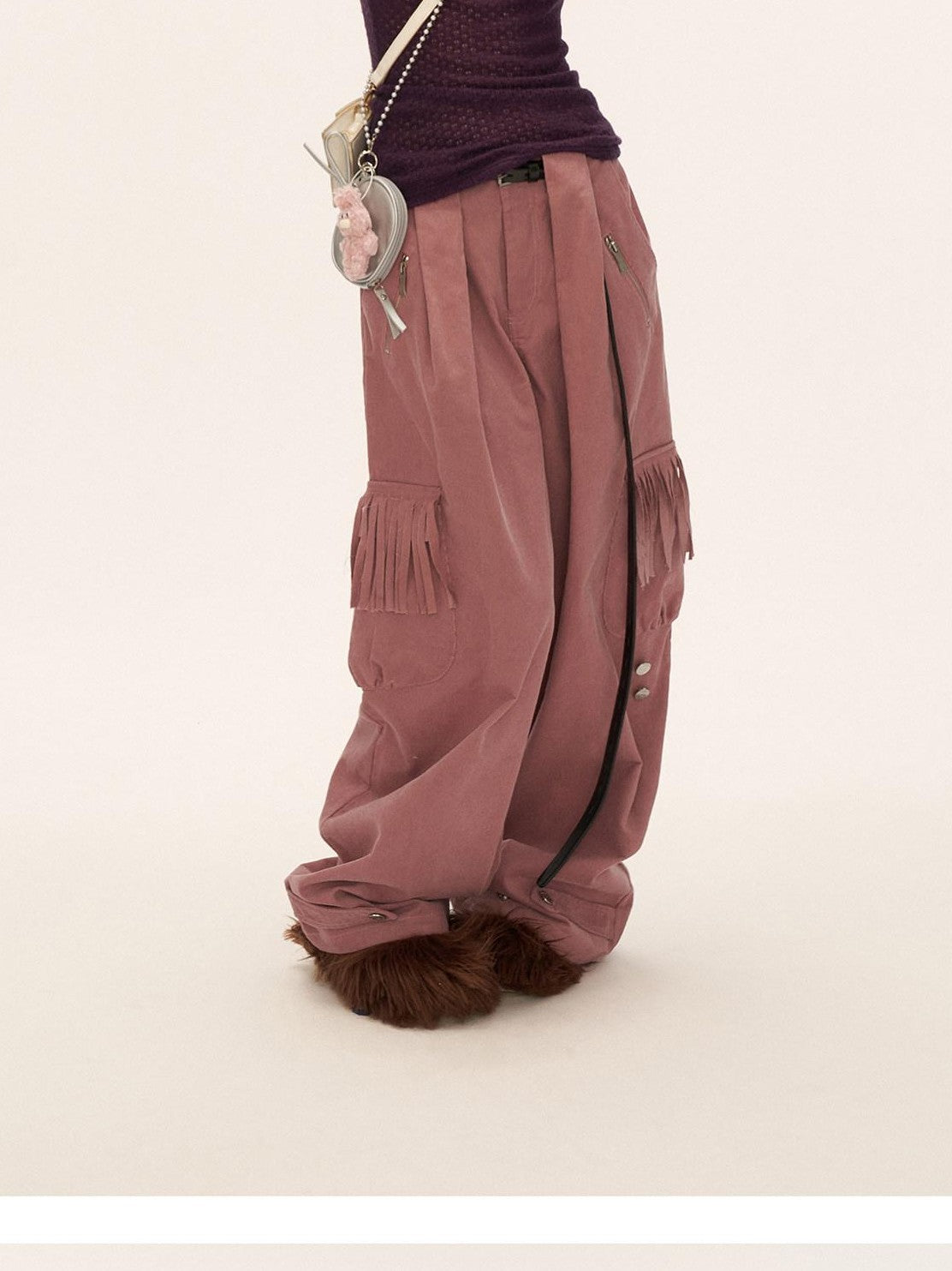 mamc Retro Fringe Pocket Corduroy Loose Women's Cotton Straight-leg Pants