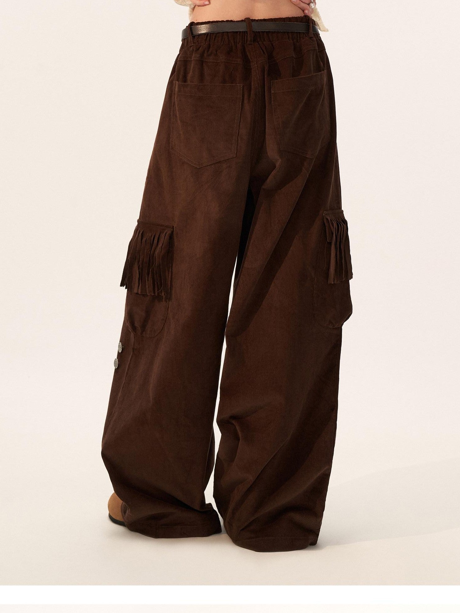 mamc Retro Fringe Pocket Corduroy Loose Women's Cotton Straight-leg Pants
