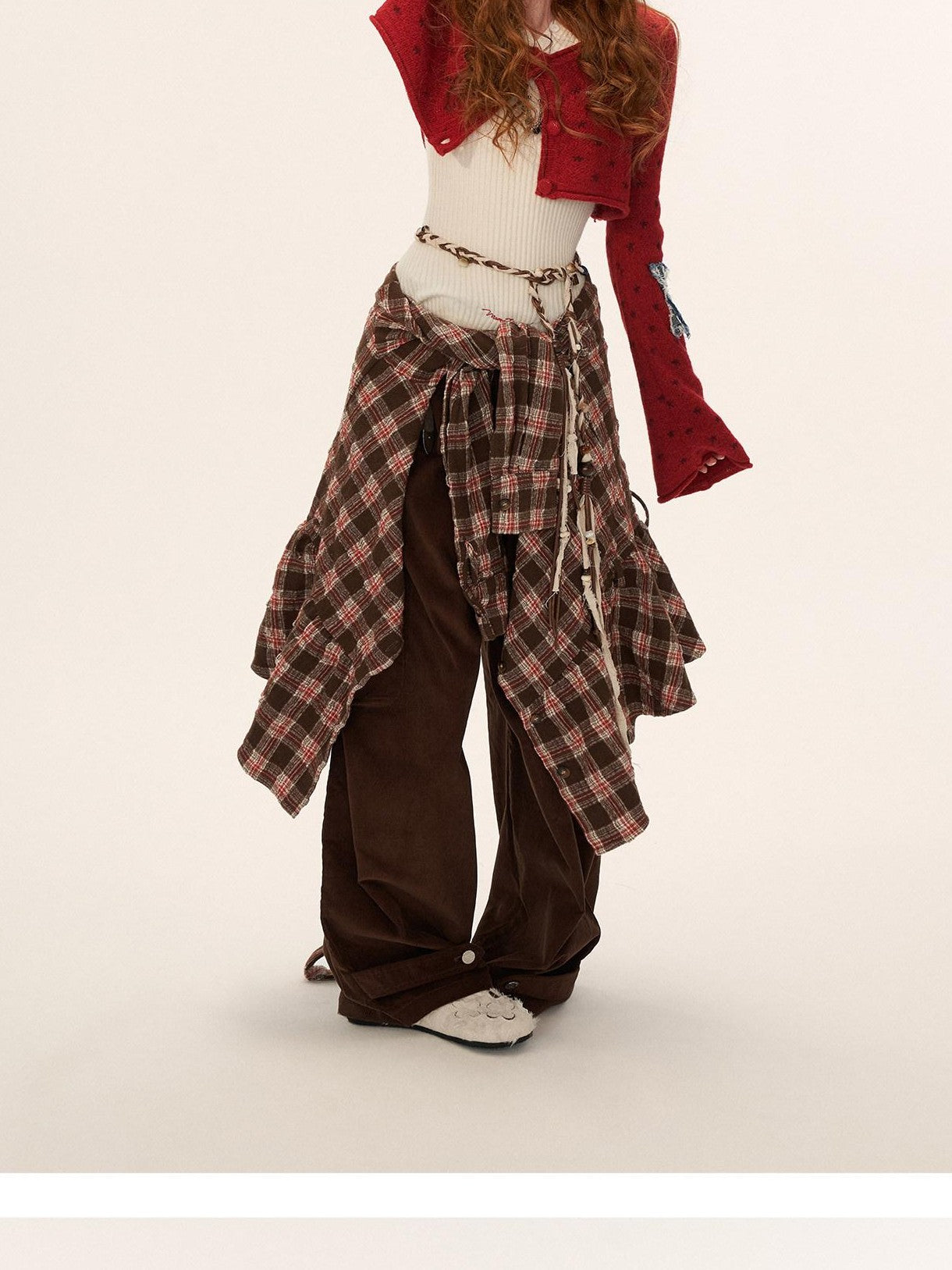 mamc Retro Fringe Pocket Corduroy Loose Women's Cotton Straight-leg Pants