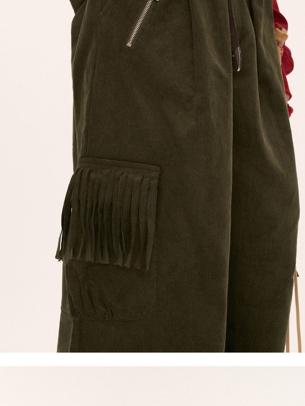 mamc Retro Fringe Pocket Corduroy Loose Women's Cotton Straight-leg Pants