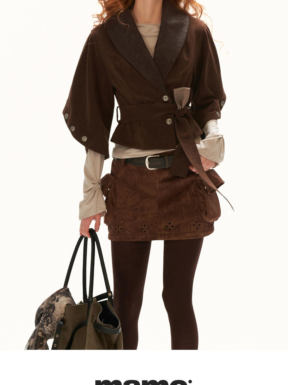 mamc Soft Suede Fold Over Pocket A Line Women's Polyester Mini Skirts