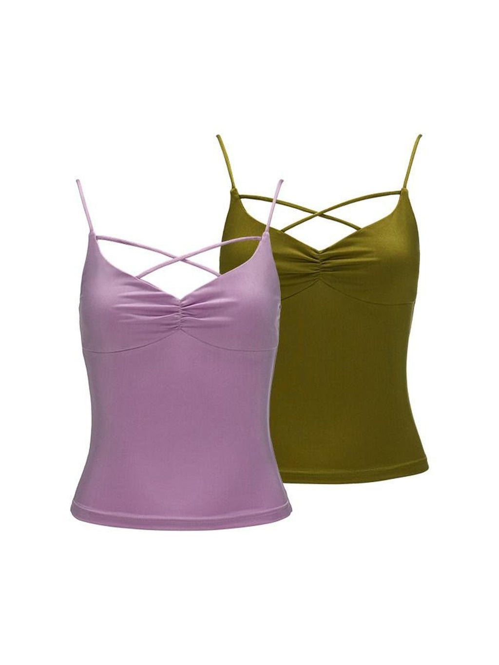 mamc Solid Cross Strap Cropped Slim Fit Women's Polyester Spandex Camisoles