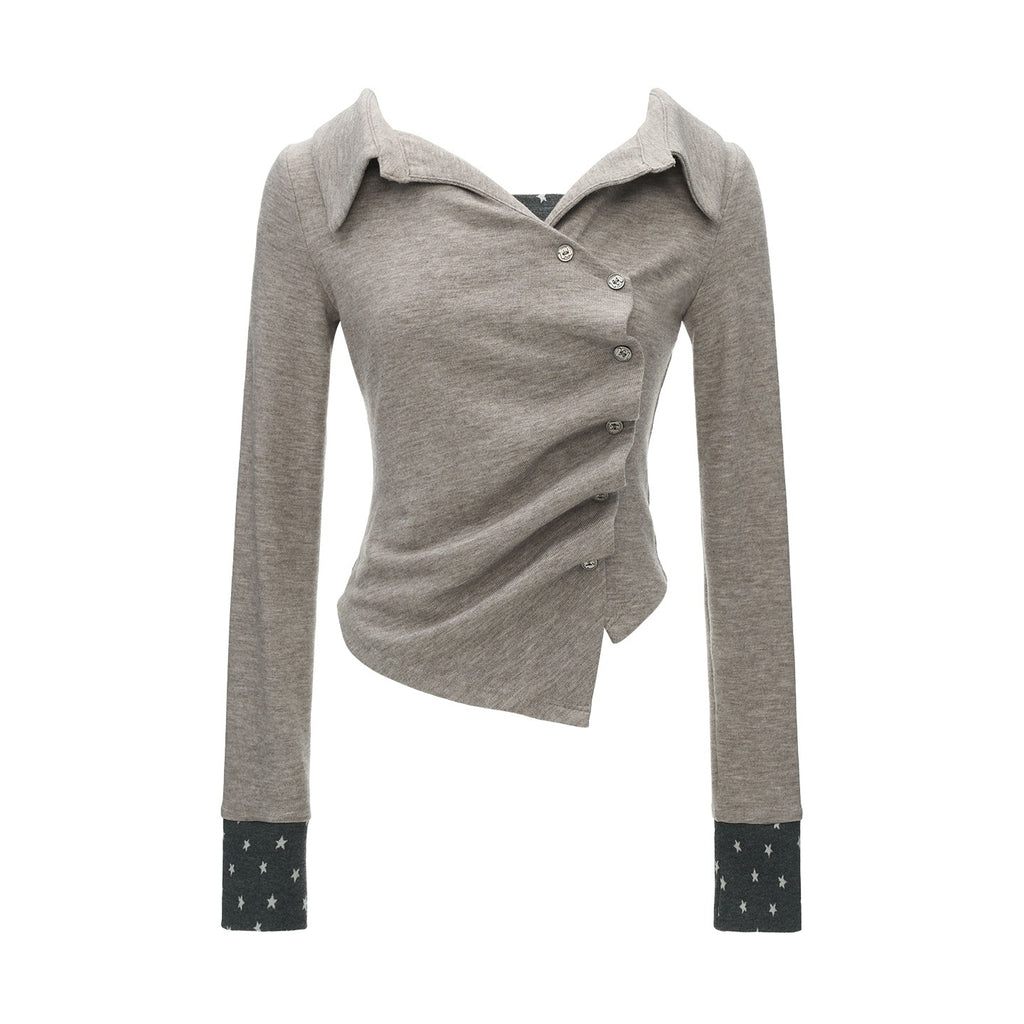 mamc_Star_Print_Faux_Two_Piece_Lapel_Women's_Viscose_Cardigans_1088125610452_MISSTT