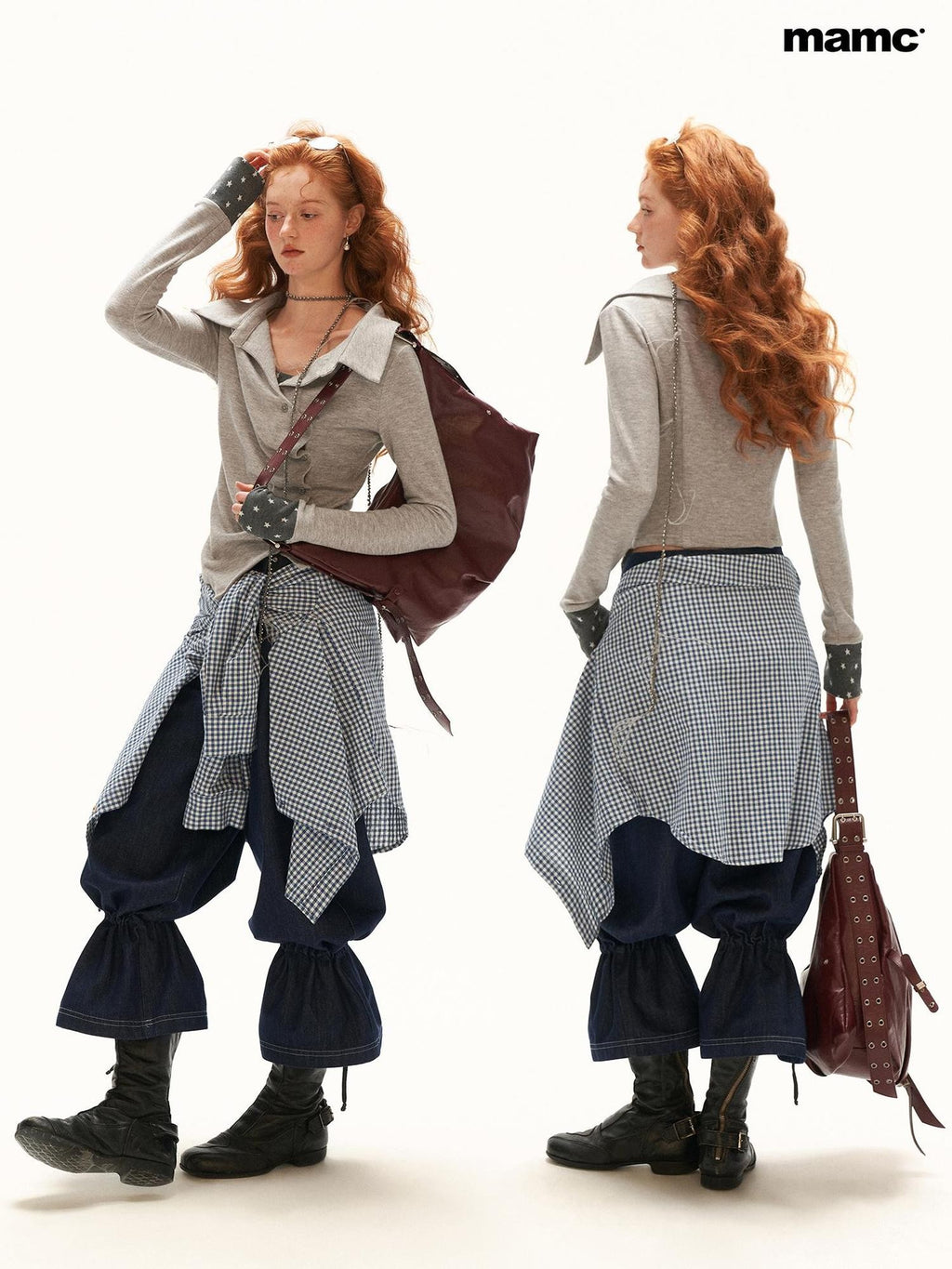 mamc Star Print Faux Two Piece Lapel Women's Viscose Cardigans