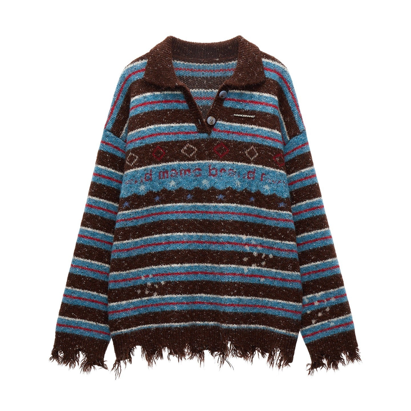mamc_Star_Stripe_Polo_Collar_Fringe_Women's_Viscose_Blend_Sweaters_987527493752_MISSTT